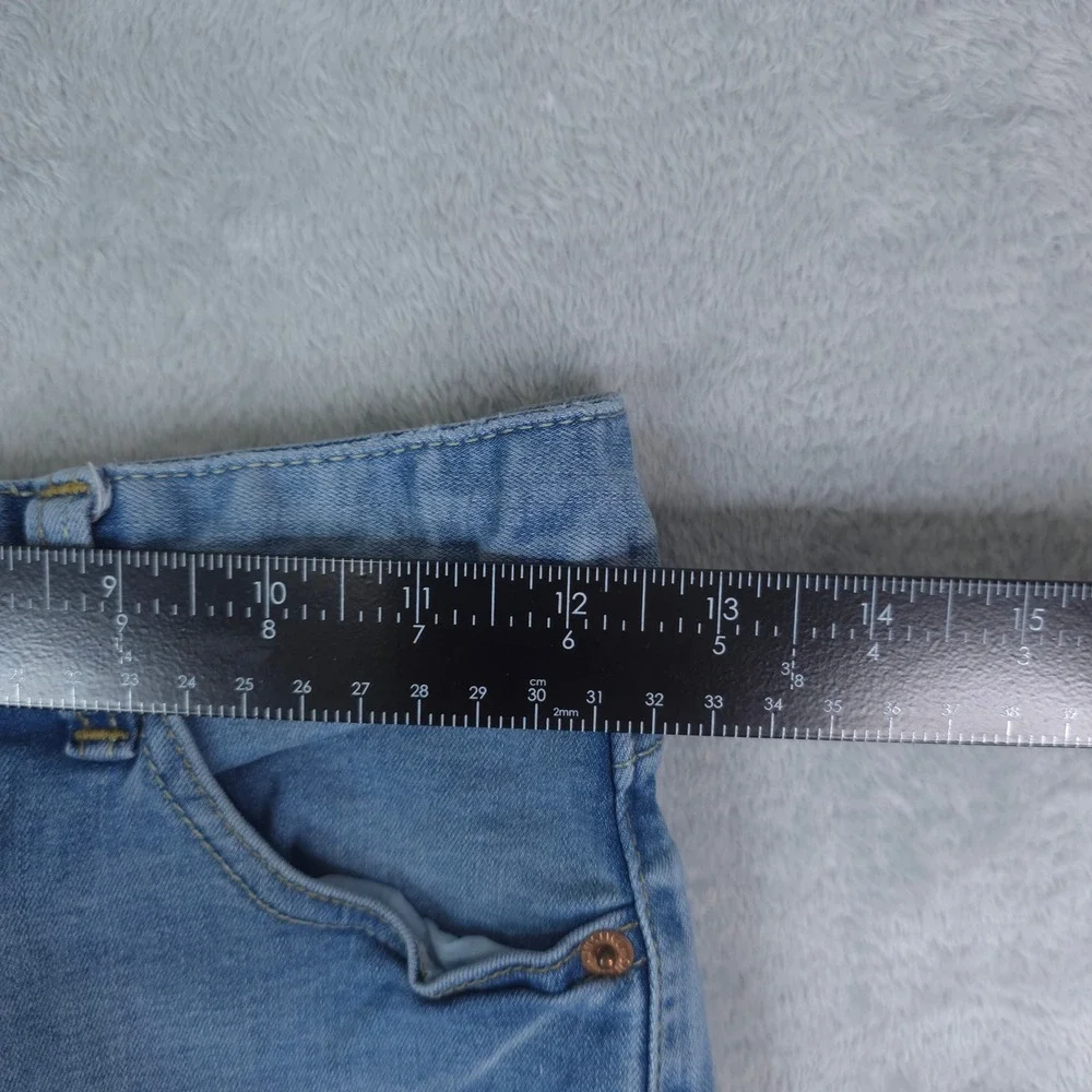 Justice Denim‎ Shorts Girls 12 Blue Distressed Frayed Hem Stretch Bermuda